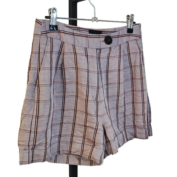 Frank & Oak Womens Linen Lyocell Plaid High Rise Shorts Size 4 - Picture 7 of 8
